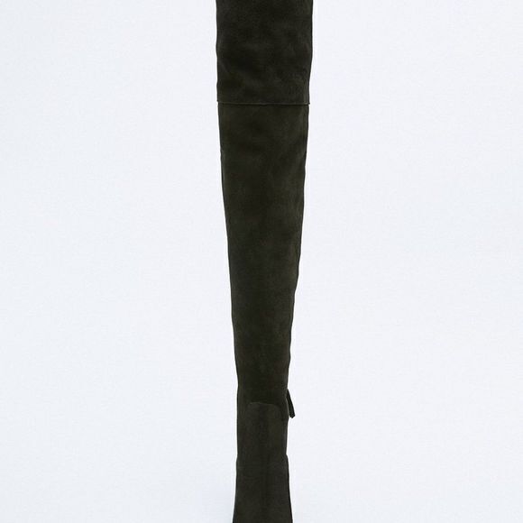 NEW ZARA SPLIT LEATHER OVER-THE-KNEE HEELED BOOTS - Picture 4 of 6